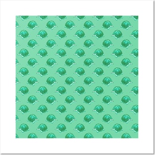 Aqua Green Turtle Pattern Posters and Art